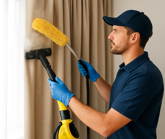 Trusted curtain steam cleaning technician Matty Curtain Cleaning margate QLD
